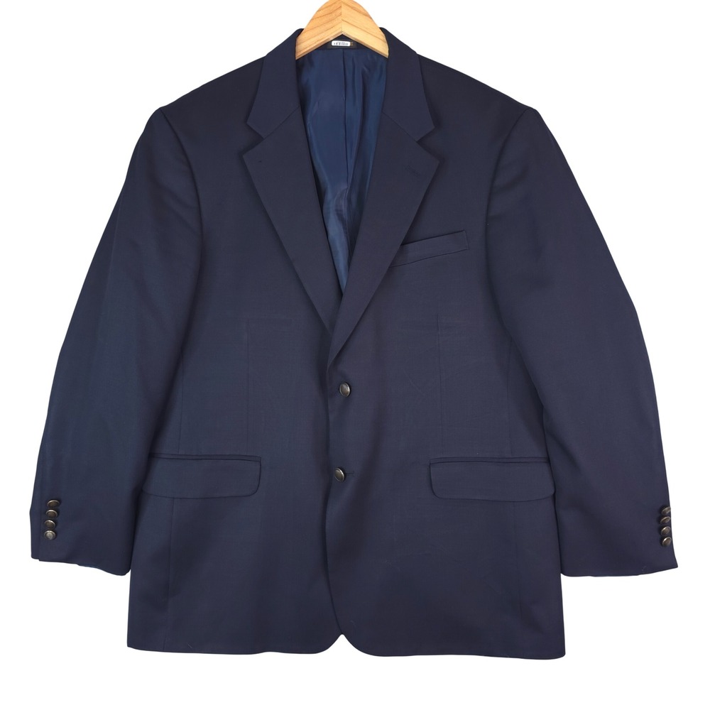 Stafford Executive Blazer‎ Mens 44R Navy Blue Wool Sport Coat